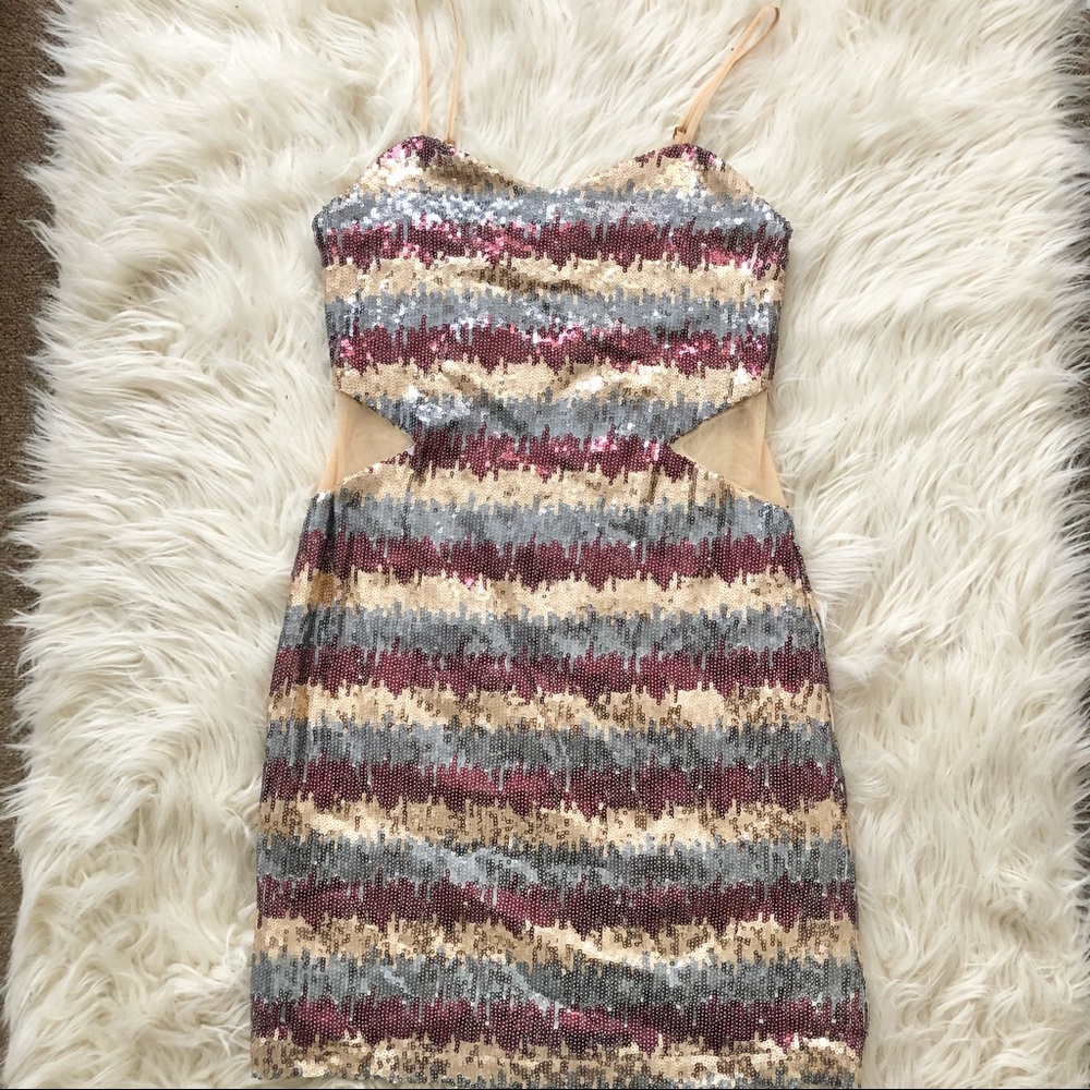 ⭐️BD JUNIOR SEQUINED COLOR BLOCK PARTY COCKTAIL DRESS SIZE 2